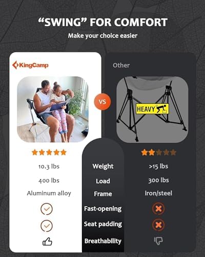 KingCamp Hammock Camping Chair, 10.3lbs Aluminum Lightweight Swing Chairs - Image 6