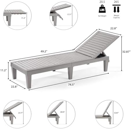 Nestl Patio Lounge Chair Outdoor, Sun Tanning Chair, Chaise Lounge Outdoor - Image 3