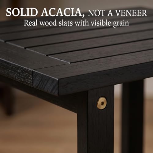 Small Wood Side Table, 2-Tier Acacia End Table, Indoor and Outdoor - Image 4