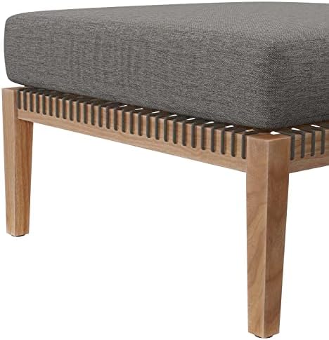 Modway Clearwater Outdoor Patio Teak Wood Ottoman in Gray Graphite - Image 6