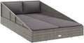 2-Person Outdoor Daybed with Gray PE Rattan, 4 Seat Cushions and 2 Pillows by SKTQYQO