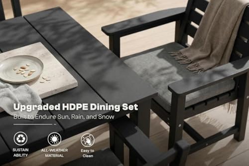 Perli™ 9-Piece Outdoor Dining Set, All-Weather HDPE Patio Furniture - Image 3
