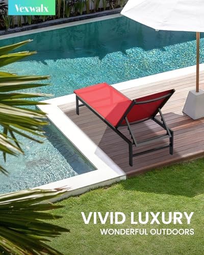 Vexwalx Pool Lounge Chairs Set of 2, Aluminum Lounge Chair Outdoor - Image 2