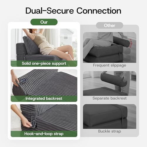 Folding Sofa Bed Convertible 4 in 1 Sleeper Chair Gray Twin - Image 5