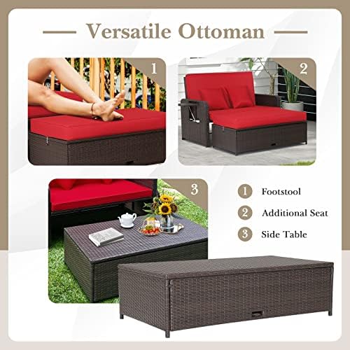 Moccha Outdoor Daybed, Wicker Loveseat Sofa Set - Image 6
