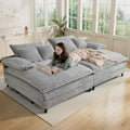 Rophefx 101" Double Chaise Lounge, Adjustable Corduroy Sofa Bed by Rophefx