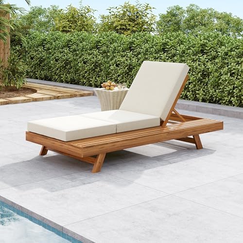Christopher Knight Home Kayes Acacia Wood Chaise Lounge - Image 3
