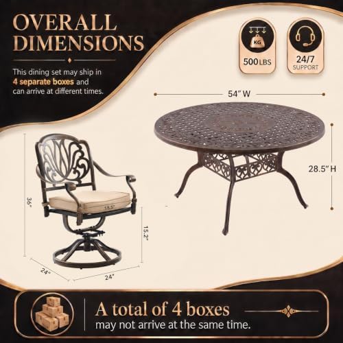 Outdoor Dining Set Cast Aluminum Retro Patio Dining Set - Image 6
