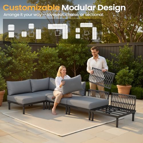 9 Piece Aluminum Outdoor Sectional Sofa - Image 5