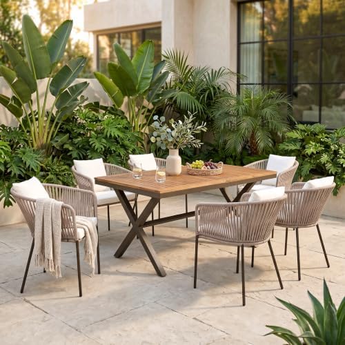 7-Piece Patio Dining Set for 6, Outdoor Patio Furniture Set by GUANGHONG