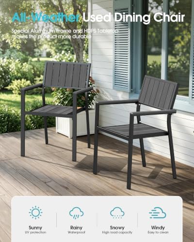 Aluminum Outdoor Patio Dining Chairs, All-Weather Furniture - Image 4