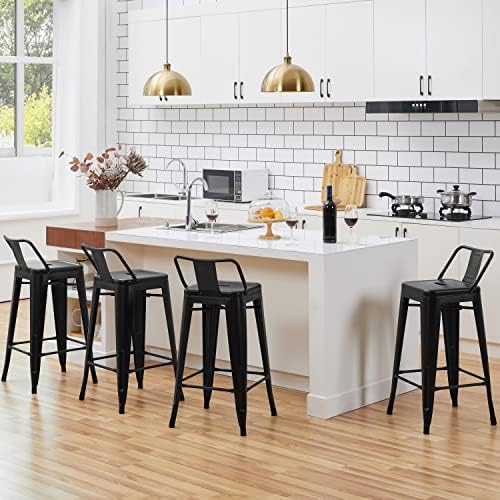 Yaheetech 26 Inch Metal Bar Stools Set of 4 Bar Chairs - Image 2
