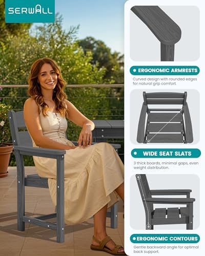 SERWALL HDPE Outdoor Dining Table and Chairs Set - Image 4