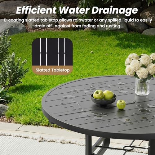 Soohow Round Outdoor Patio Dining Table, Metal Outdoor Dining Tables - Image 4