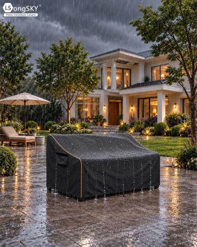Patio 3-Seater Sofa Cover, Outdoor Couch Cover Fits up to 79W x 38D x 35H Inches - Image 5