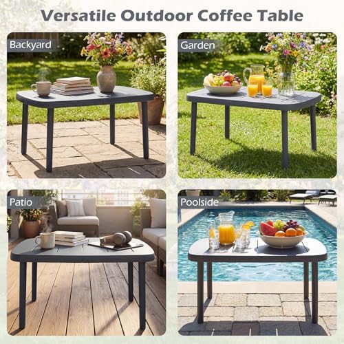 Tangkula Outdoor Coffee Table, Patio Tea Side Table - Image 5