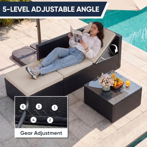 Greesum 3 Piece Patio Furniture Set Outdoor Wicker Rattan Sectional Sofa - Image 5