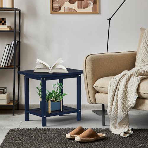 2-Tier Outdoor Side Table, HDPE Patio End Table - Image 2