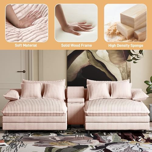 114" Oversized Double Chaise Lounge, Corduroy Sofa Bed - Image 4