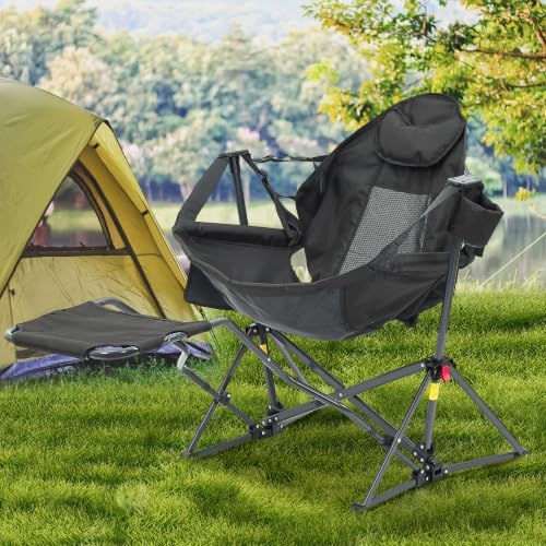 Hammock Camping Chair with Footrest, Foldable Portable Rocking Chairs by Ainfox