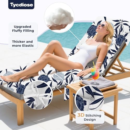 Outdoor Chaise Lounge Chair Cushion, Thickened Non-Slip Patio Lounge Chair - Image 2