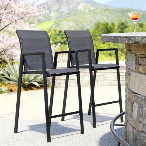 Outdoor Bar Stools Set of 4, Stackable Patio Bar Chairs, Bistro Chairs - Image 3