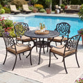 5-Piece Cast Aluminum Outdoor Patio Dining Set, All Weather Cast Aluminum by Sumshadow