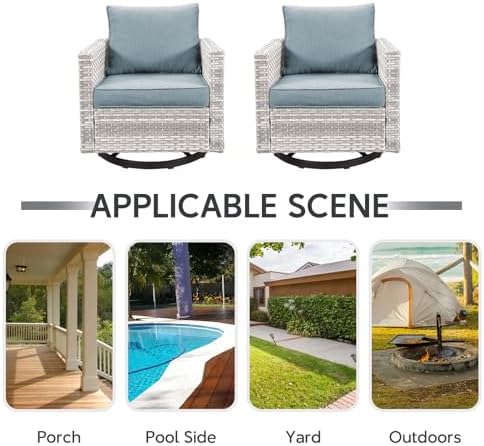 Wicker Chairs Outdoor Bistro Set Oversize Patio Swivel Rocker, Rattan Outdoor - Image 3