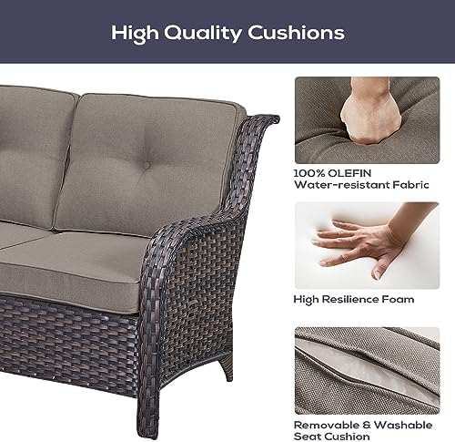 Patio Furniture Set 6 Seats, Outdoor Swivel Rocker Patio Chairs, Oversized - Image 6