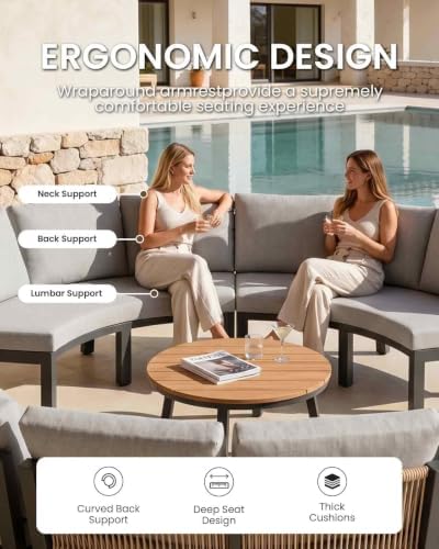 Luxury Patio Furniture Set for 8 People, 6-Piece Curved Patio Conversation Sets - Image 2
