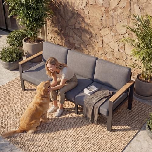 3-Seat Outdoor Sofa, Heavy-Duty Aluminum Patio Couch - Image 2