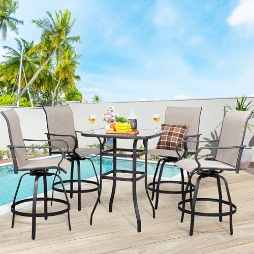 Shintenchi 5PC High Top Patio Table and Chairs, Outdoor Bar Stools Set by Shintenchi%7CFurnitureMadeforRealLife