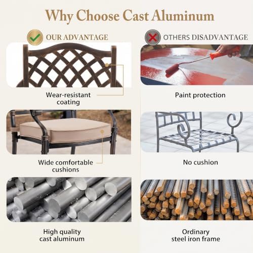 7-Pcs Cast Aluminum Patio Dining Set - Image 6
