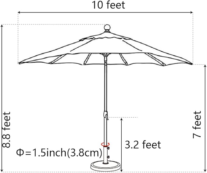 EliteShade USA 10-Year-Non-Fading 10Ft Market Umbrella Patio Umbrella Outdoor Table Umbrella with Ventilation, Heather Beige