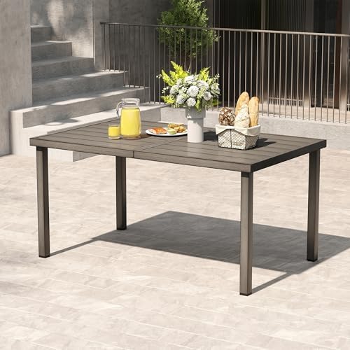 Outdoor Dining Table for 6, Rustproof Aluminum Frame for Poolside Lawn Garden - Image 2