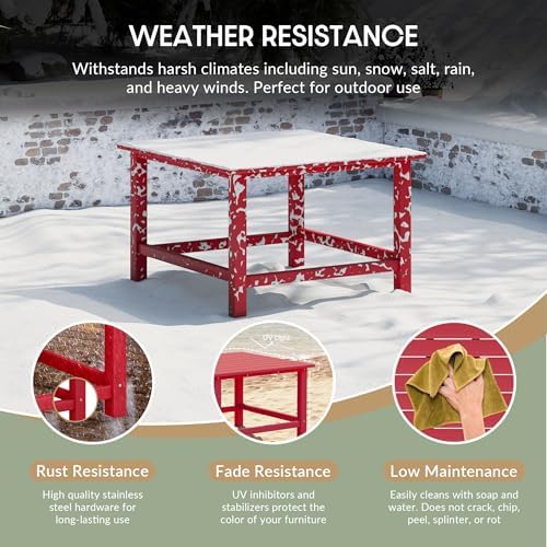 Malibu Low Outdoor HDPE Square Patio Coffee Table - Image 4