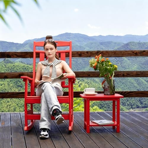 2-Tier Outdoor Side Table, HDPE Patio End Table - Image 2