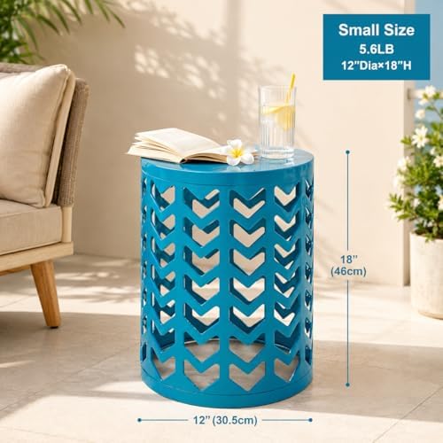 Nesting Side Table Set of 3 Decorative Round Garden Stools - Image 2