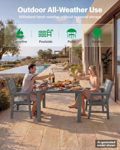 YEFU 3 Piece Square Patio Dining Set, Sturdy Aluminum Frame - Image 3