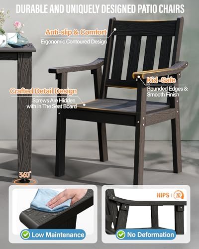 YEFU Patio Dining Chairs Set of 4, Weather Resistant HIPS - Image 4