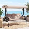 3-Seat Patio Swing with Canopy, Heavy Duty Outdoor Swing Chair with Cup Holders by DAYAOUTDOOR