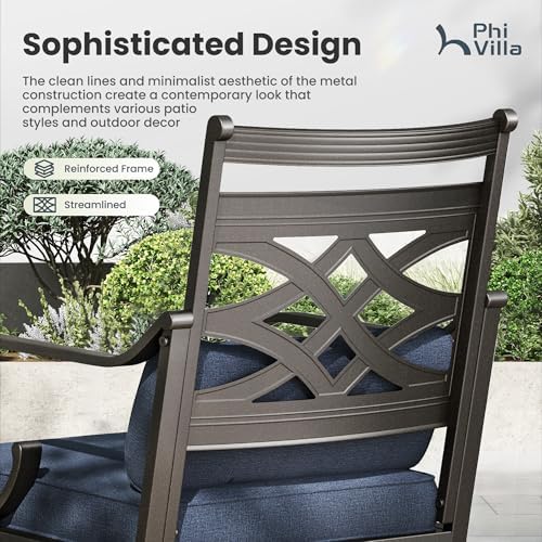 PHI VILLA Patio Dining Set, Metal Table - Image 3