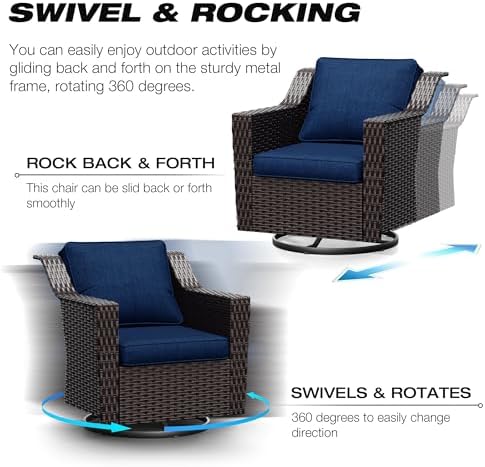 Wicker Patio Furniture Sets, 5 Pieces Upgraded Large Size Outdoor Furniture - Image 3