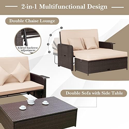 HAPPYGRILL Patio Rattan Wicker Daybed - Image 5