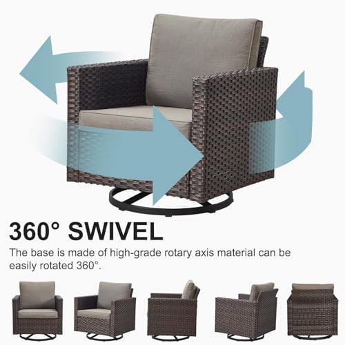 6 Piece Outdoor Furniture Patio Wicker Sofa Set, Oversize Outdoor Swivel Rocker - Image 5