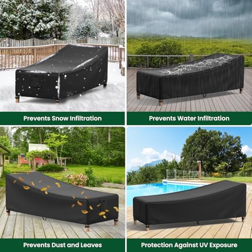 Patio Chaise Lounge Chair Covers Waterproof 68"Lx30"Wx30"H, 2 Pack - Image 6
