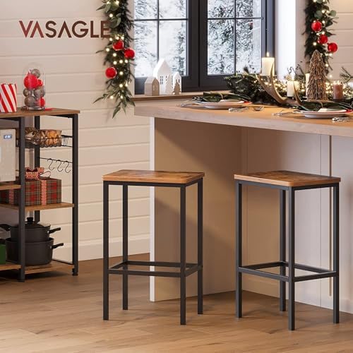 VASAGLE Set of 4 Bar Stools Bundle, 25.6 Inches Tall, Rustic Brown - Image 3