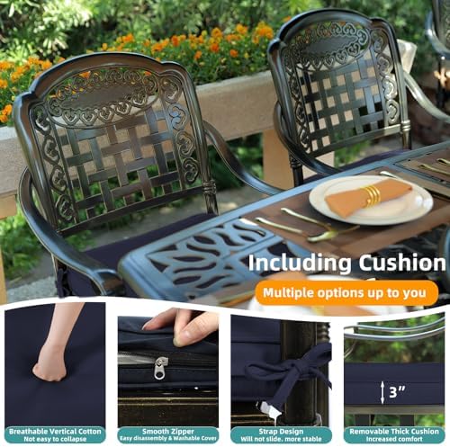 Outdoor Swivel Bar Stools Set of 2, All-Weather Cast Aluminum Bar Height Bistro - Image 6