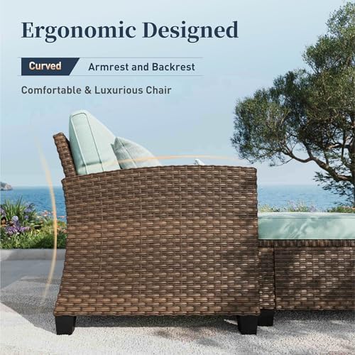 Patio Furniture Set Outdoor Brown Wicker Conversation Sets - Image 6