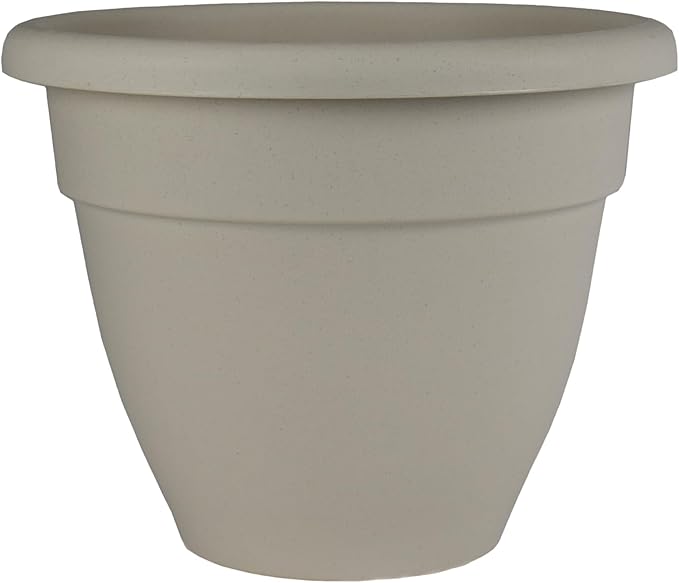 The HC Companies 8 Inch Caribbean Planter - Lightweight Indoor Outdoor Plastic Plant Pot for Herbs and Flowers, Cottage Stone